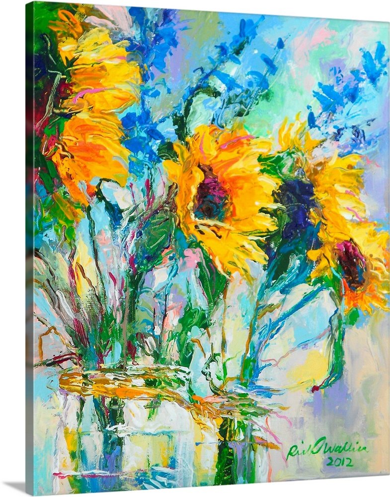 Sunburst Bouquet: A Vibrant Abstract Flower Canvas Painting