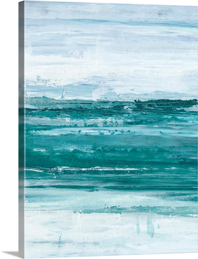 Teal Horizon: A Refreshing Abstract Landscape Canvas Painting