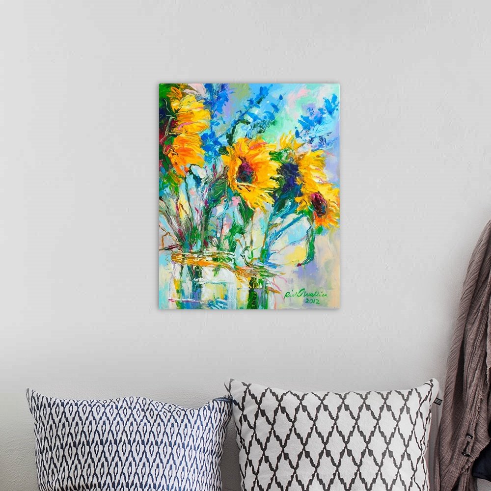 Sunburst Bouquet: A Vibrant Abstract Flower Canvas Painting