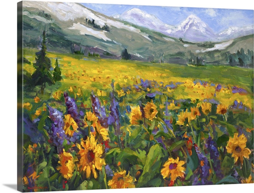 Alpine Bloom: A Vibrant Impressionist Landscape Canvas Painting
