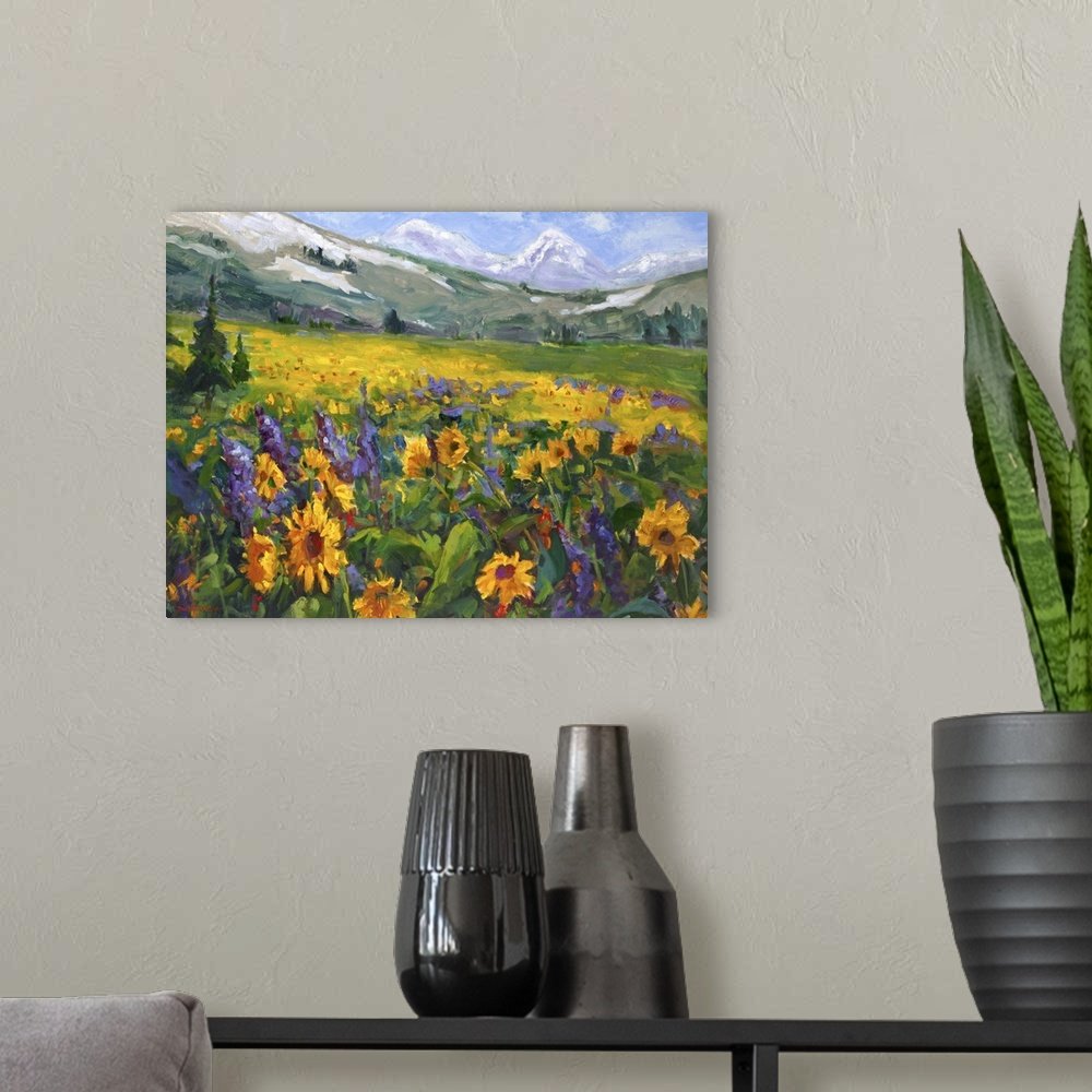 Alpine Bloom: A Vibrant Impressionist Landscape Canvas Painting
