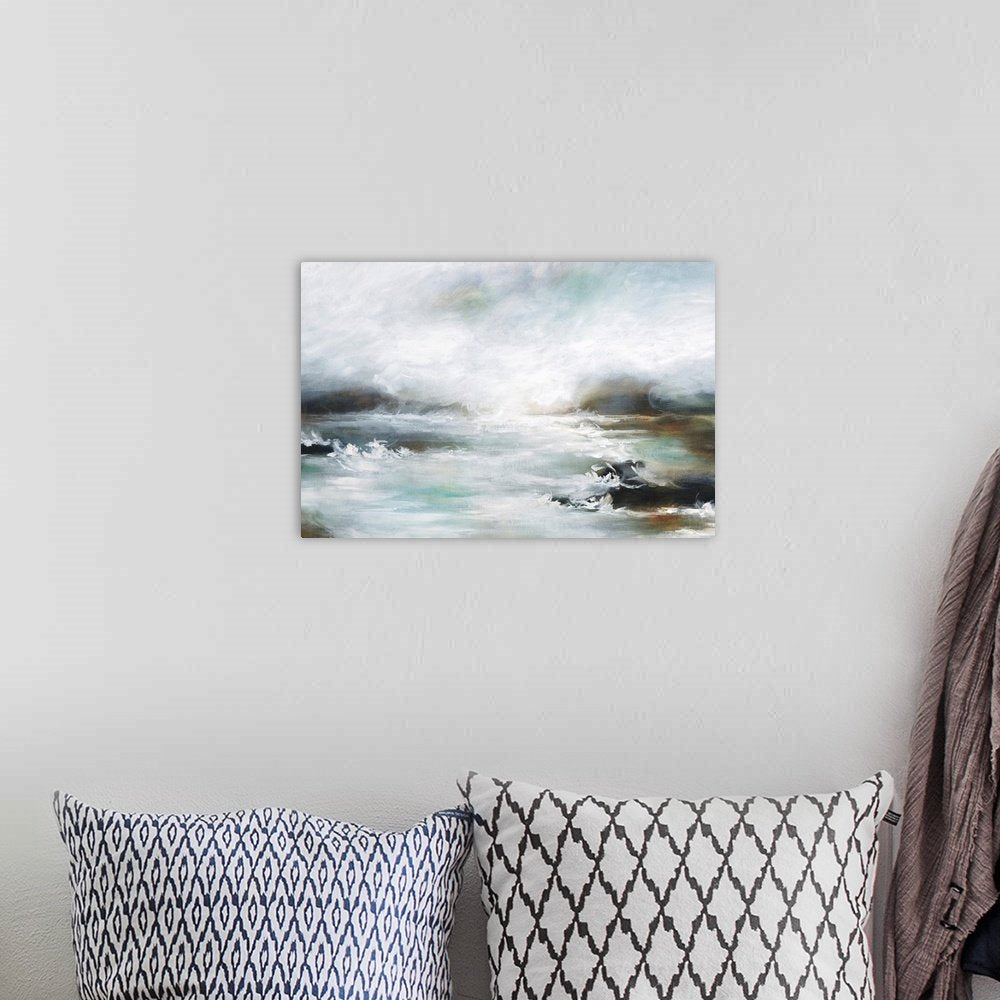 Stormy Tides: A Dramatic Abstract Seascape Canvas Painting