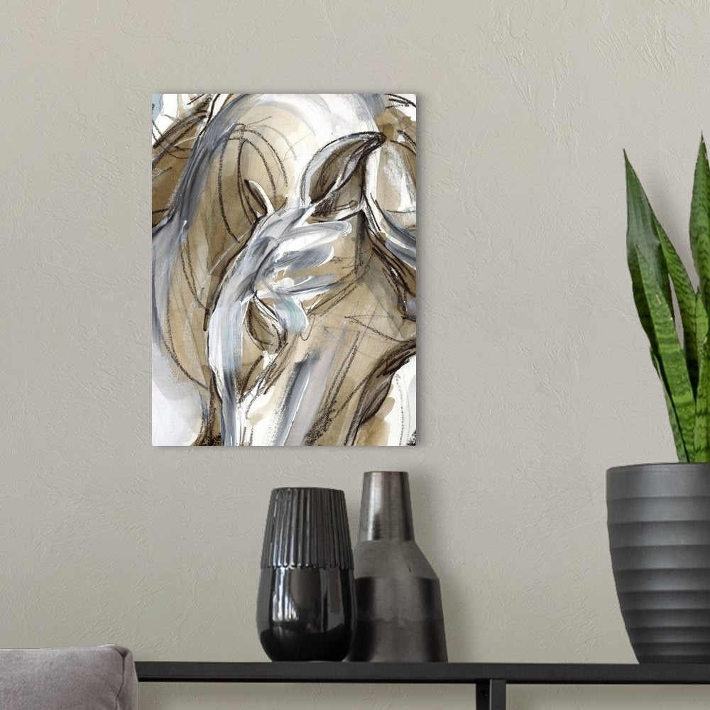 Equine Form: A Dynamic Abstract Horse Canvas Painting for Modern Art Lovers