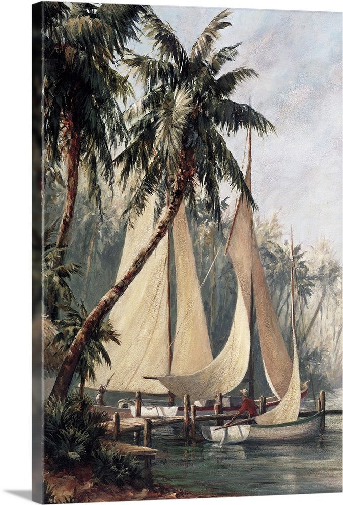 Tropical Haven: A Classic Vintage Nautical Canvas Painting