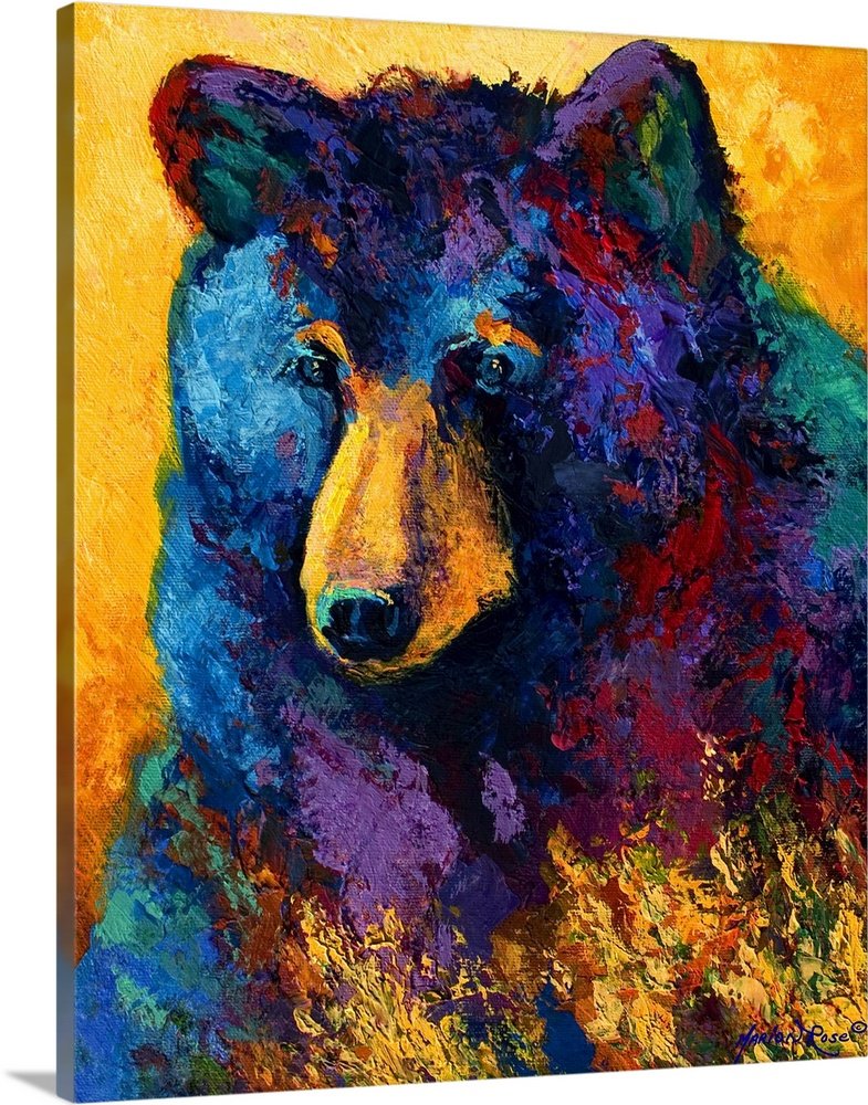 Kaleidoscope Spirit: A Vibrant Abstract Bear Canvas Painting for Modern Decor