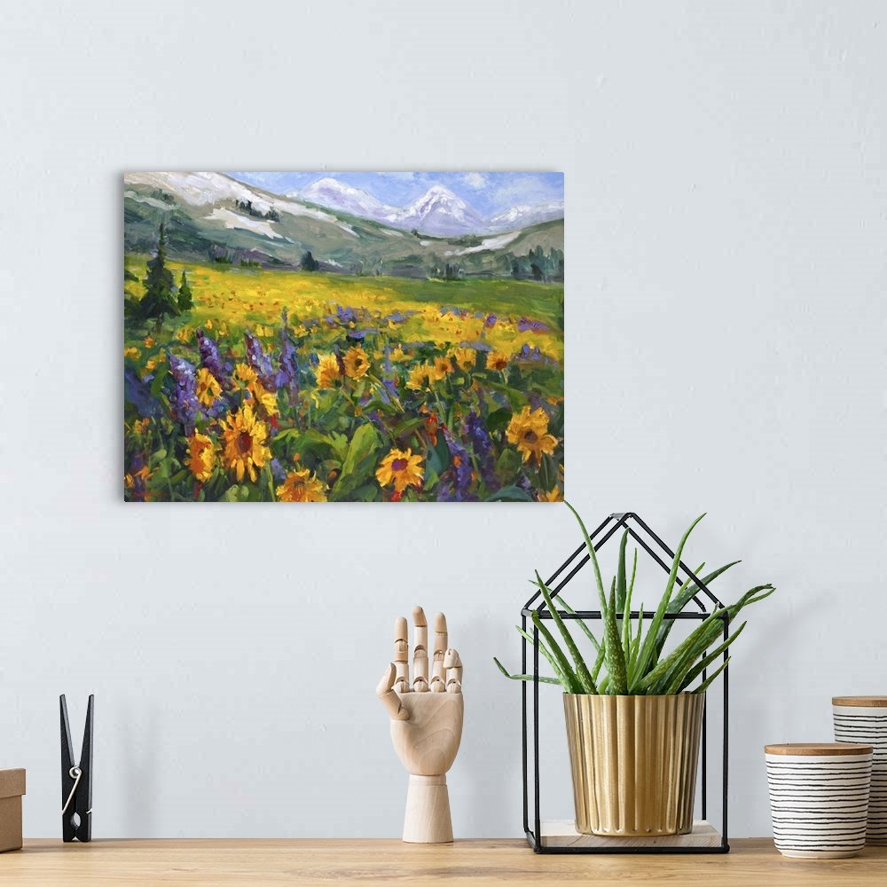 Alpine Bloom: A Vibrant Impressionist Landscape Canvas Painting