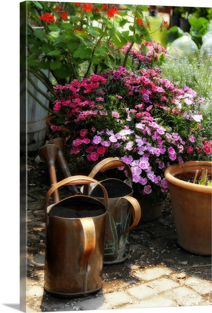 The Gardener's Corner: A Charming Rustic Floral Wall Art Print