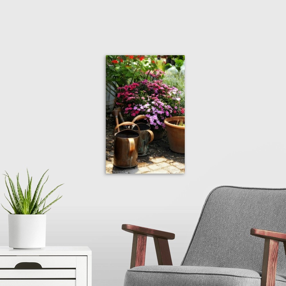 The Gardener's Corner: A Charming Rustic Floral Wall Art Print