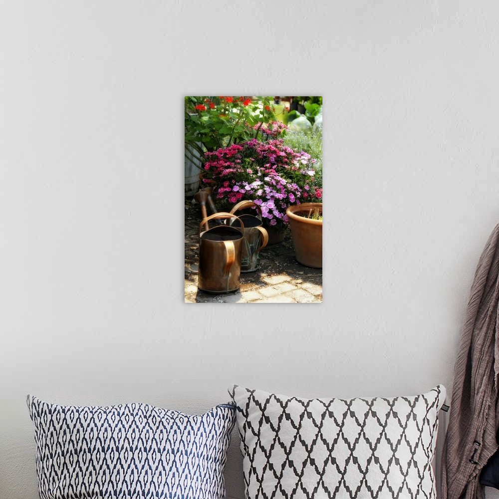 The Gardener's Corner: A Charming Rustic Floral Wall Art Print