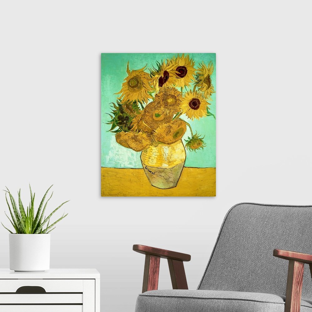 Van Gogh Sunflowers Canvas - Famous Vintage Fine Art Reproduction