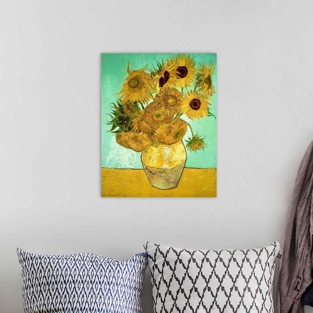 Van Gogh Sunflowers Canvas - Famous Vintage Fine Art Reproduction
