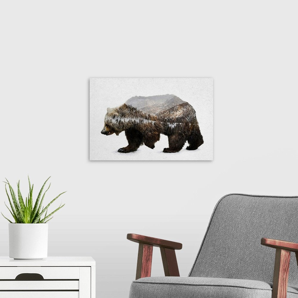 Spirit of the Mountain: A Modern Wildlife Bear Wall Art