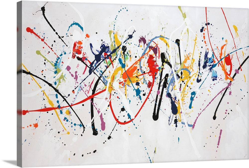 Kinetic Splash: A Modern Colorful Abstract Canvas Wall Art Painting