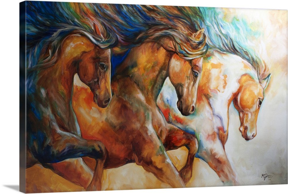 Abstract Horse Wall Art - Untamed Harmony Large Canvas Painting