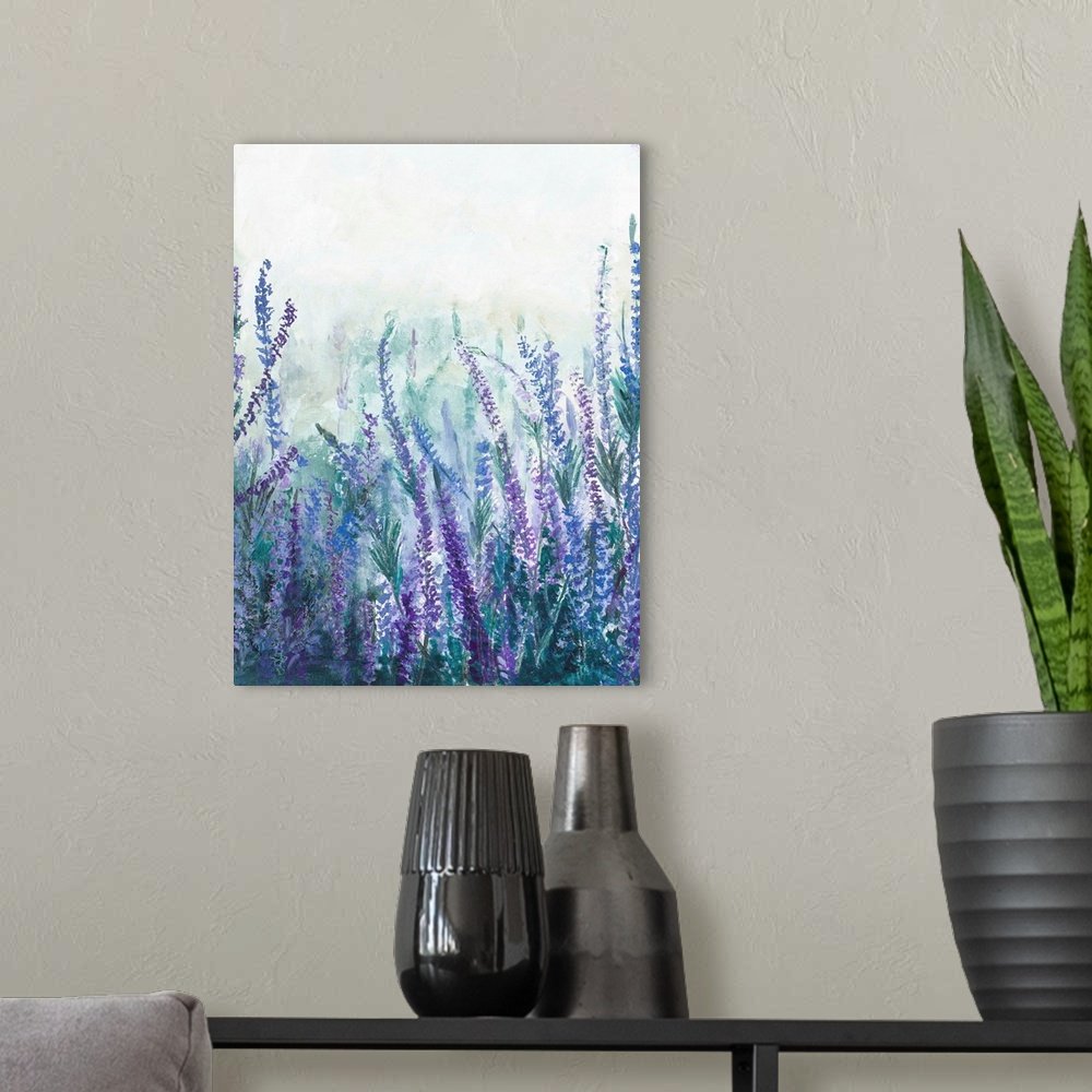Mist of Lavender: A Serene Abstract Floral Canvas Painting