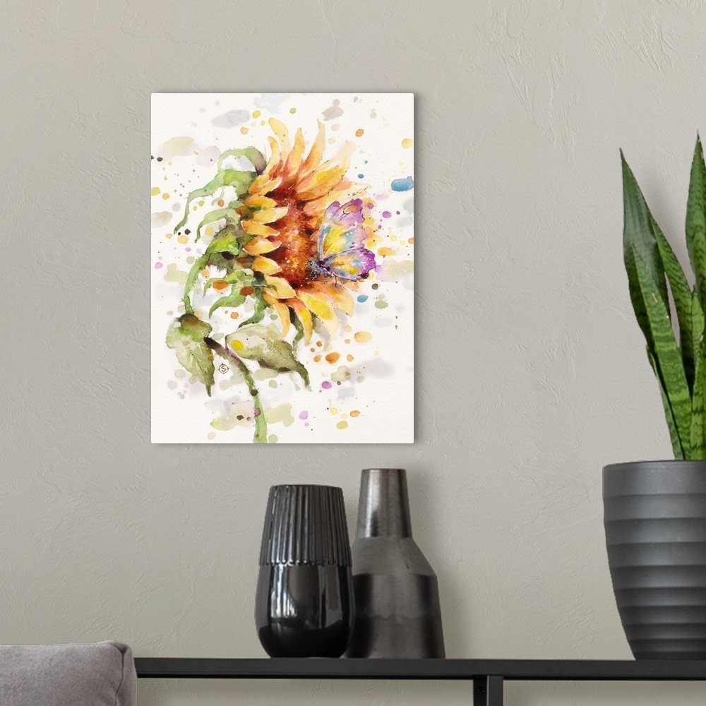 Summer Visitor: A Whimsical Minimalist Floral Wall Art Print