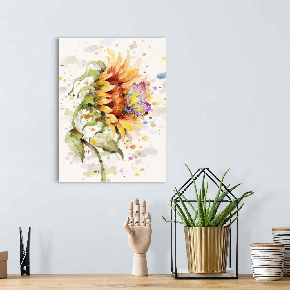Summer Visitor: A Whimsical Minimalist Floral Wall Art Print