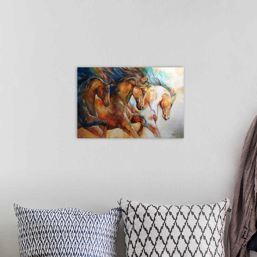 Abstract Horse Wall Art - Untamed Harmony Large Canvas Painting