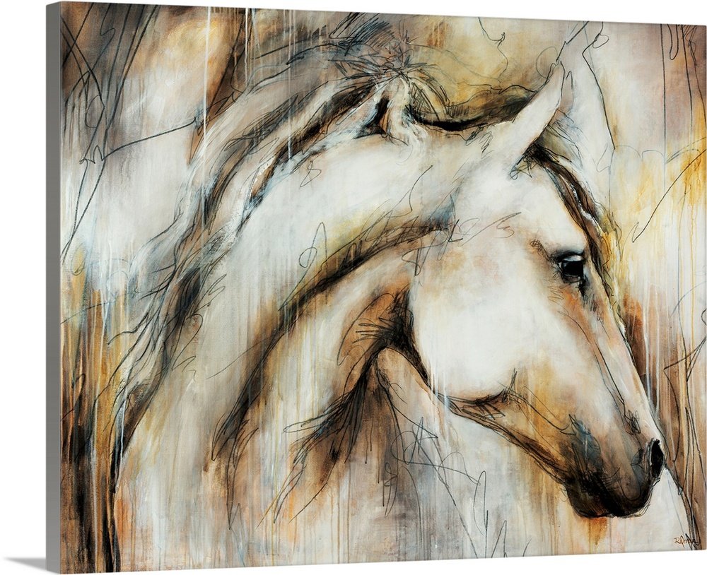 Noble Spirit: A Dynamic Abstract Horse Canvas Painting for Your Home