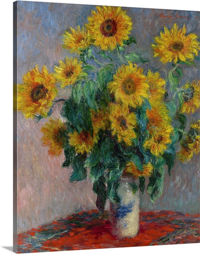 Monet's Sunflowers: A Classic Impressionist Flower Canvas Painting