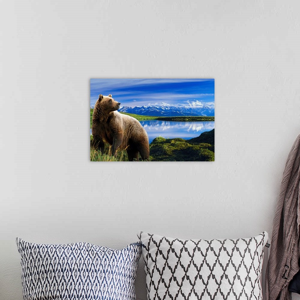 Mountain Majesty: A Breathtaking Wildlife Bear Wall Art for Your Home