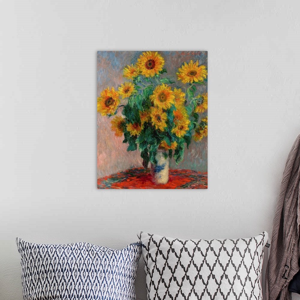 Monet's Sunflowers: A Classic Impressionist Floral Canvas Painting
