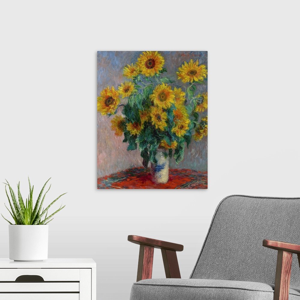Monet's Sunflowers: A Classic Impressionist Flower Canvas Painting