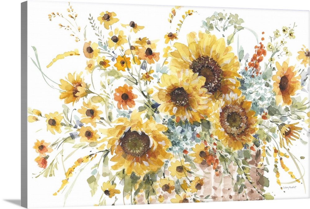 Sunshine Harvest: A Cheerful Farmhouse Flower Canvas Painting