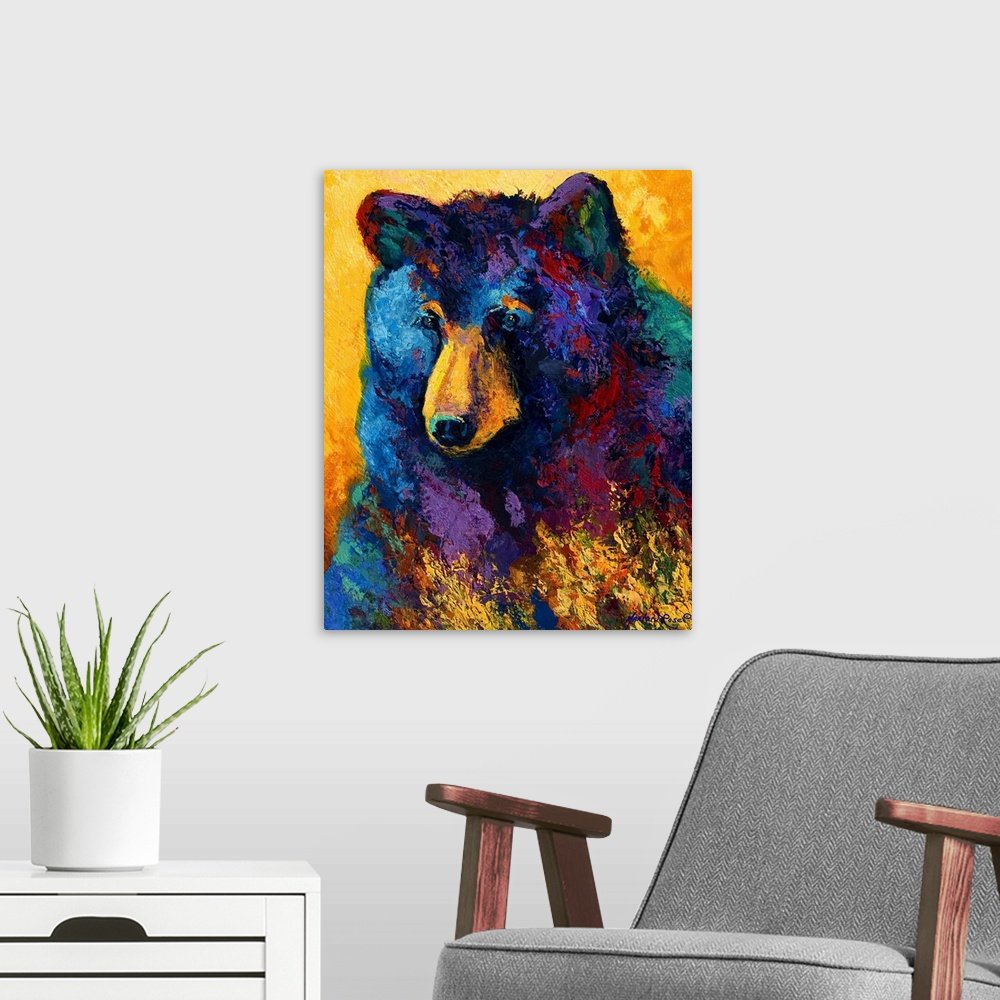 Kaleidoscope Spirit: A Vibrant Abstract Bear Canvas Painting for Modern Decor