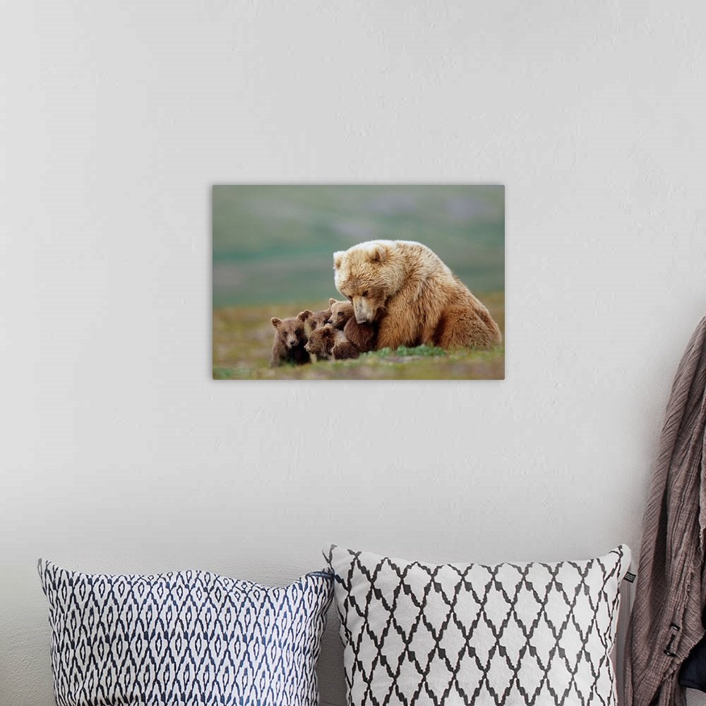 A Mother's Embrace: A Heartwarming Wildlife Bear Wall Art for Your Home