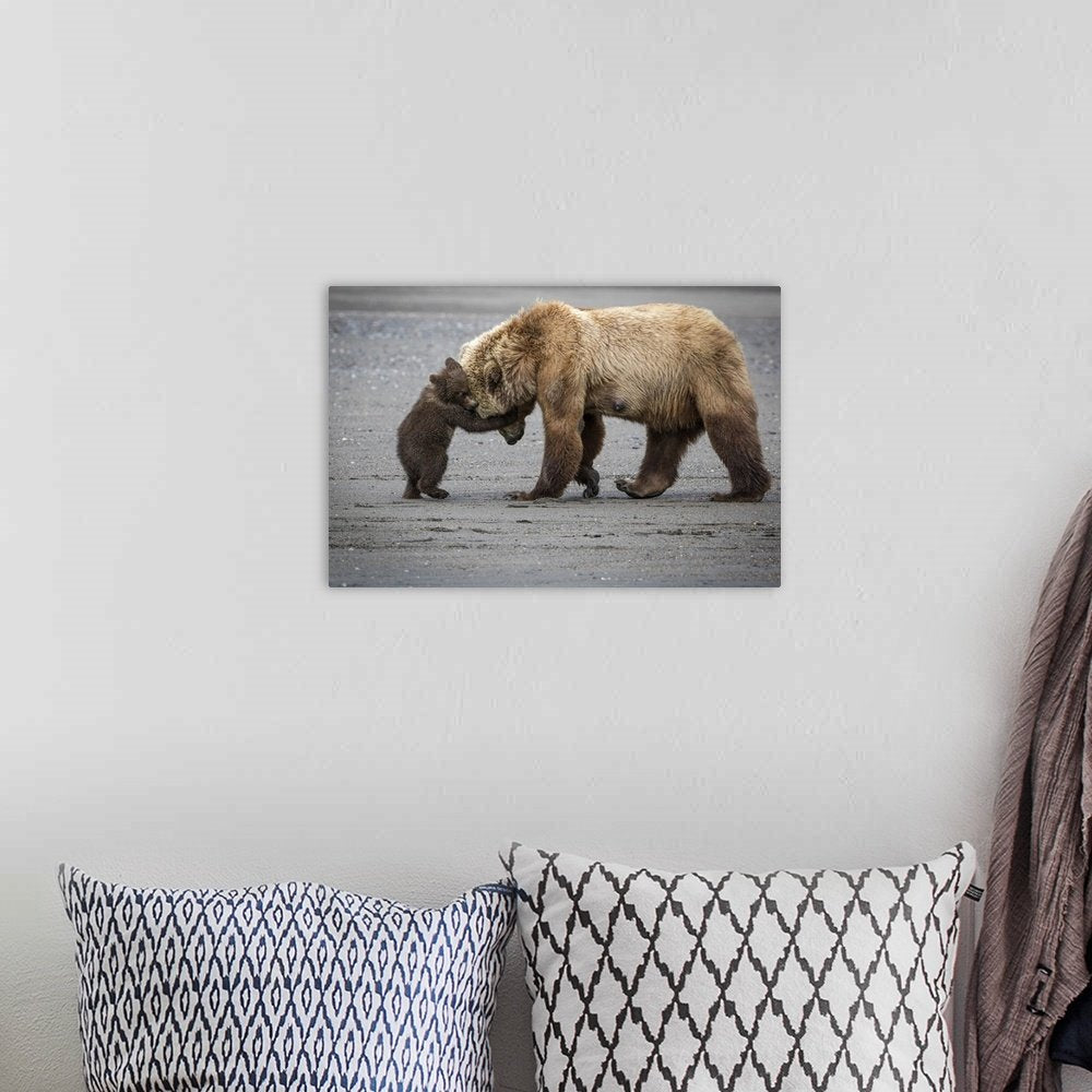 Tender Lessons: A Heartwarming Wildlife Bear Wall Art for Your Home