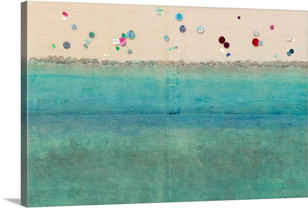 Abstract Beach Wall Art - Turquoise Shoreline Bathroom Print