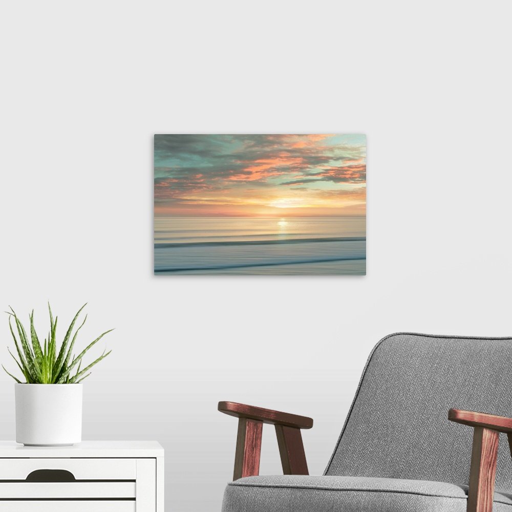 Dream Tide: A Serene Abstract Coastal Beach Scene Wall Art