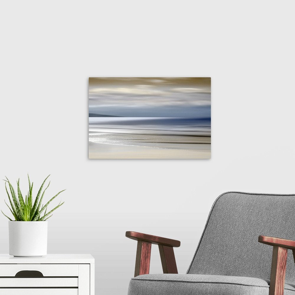Coastal Haze: A Serene Abstract Beach Wall Art for Modern Spaces