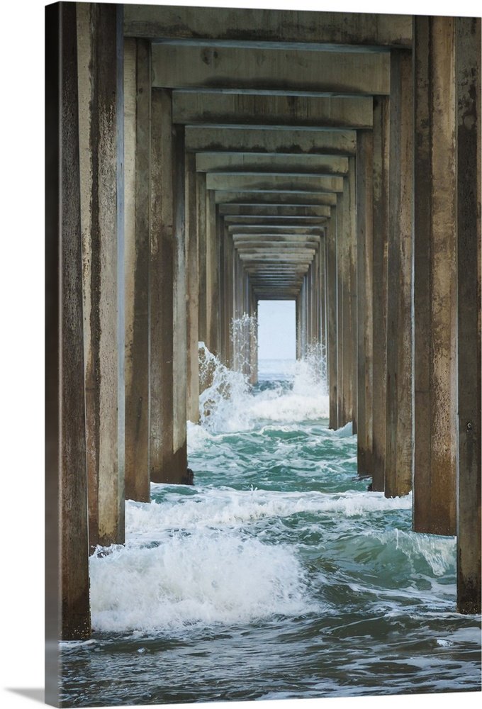 Pillars of the Sea: A Geometric Coastal Ocean Wall Art for Modern Homes