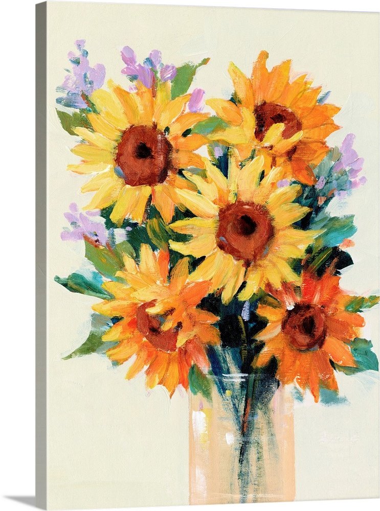 Sunshine in a Vase: A Vibrant Floral Sunflower Canvas Painting