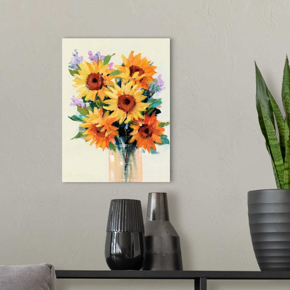 Sunshine in a Vase: A Vibrant Floral Sunflower Canvas Painting