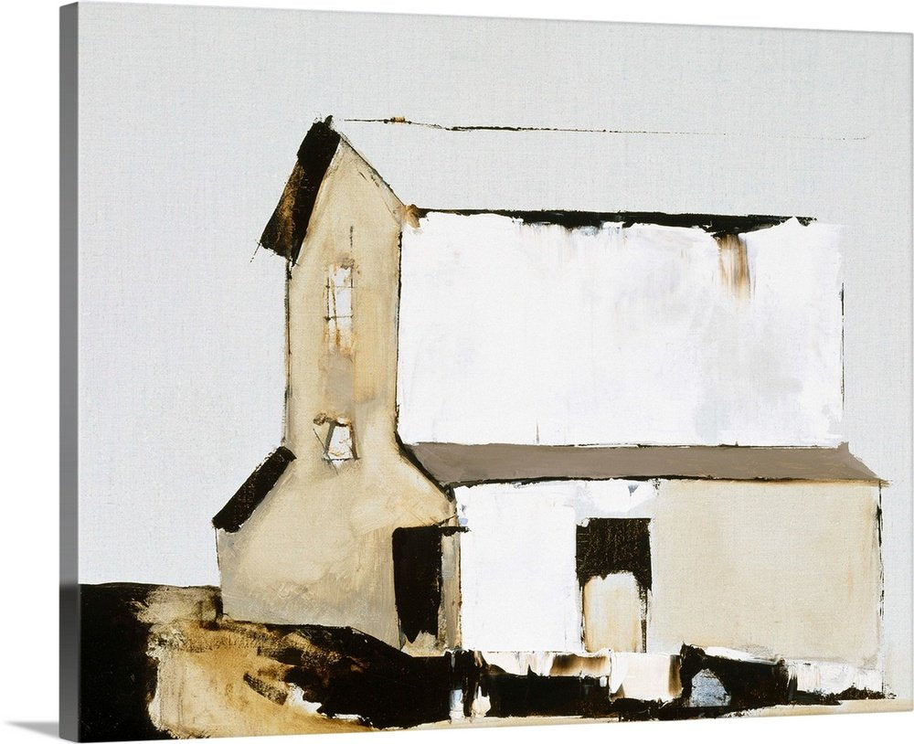 The White Barn: A Modern Farmhouse Bathroom Wall Art Painting