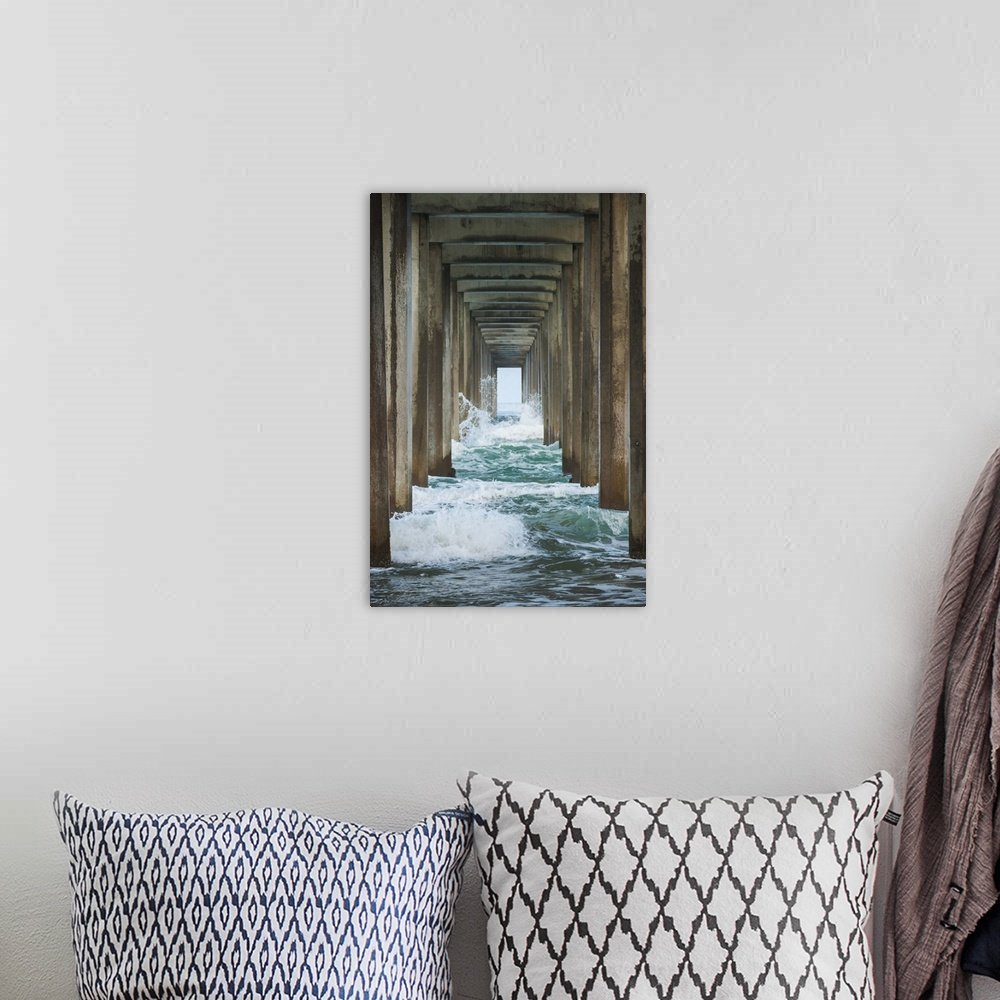 Pillars of the Sea: A Geometric Coastal Ocean Wall Art for Modern Homes