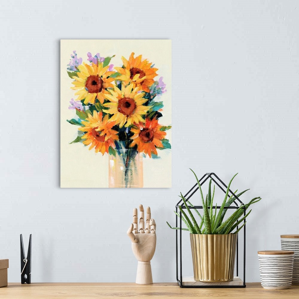 Sunshine in a Vase: A Vibrant Floral Sunflower Canvas Painting