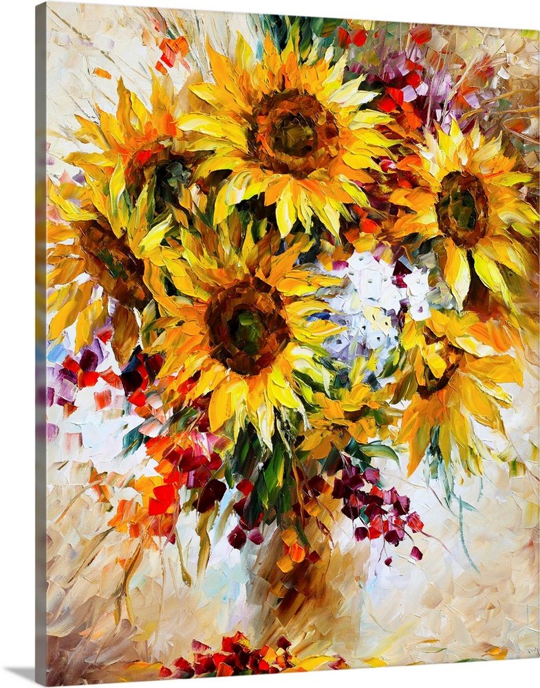 Harvest Radiance: An Impressionist Autumn Flower Canvas Painting