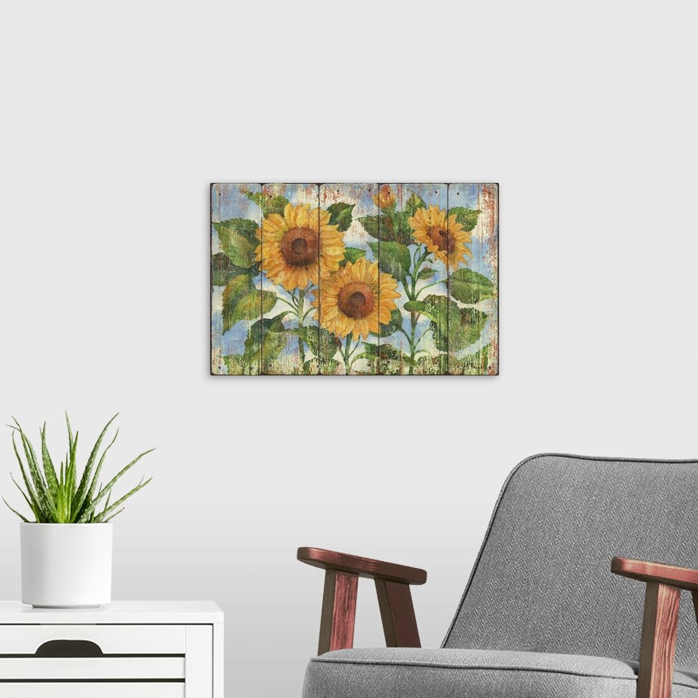 Sunshine on Wood: A Rustic Farmhouse Floral Wall Art for Your Home