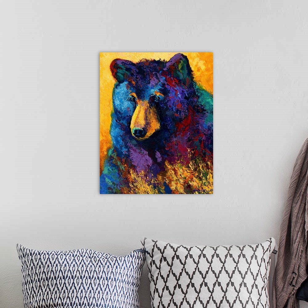 Kaleidoscope Spirit: A Vibrant Abstract Bear Canvas Painting for Modern Decor