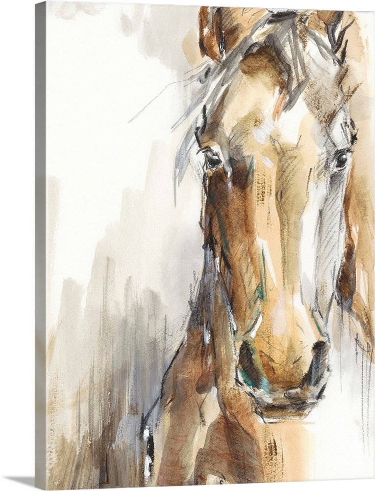 Gentle Gaze: An Expressive Minimalist Horse Wall Art Sketch