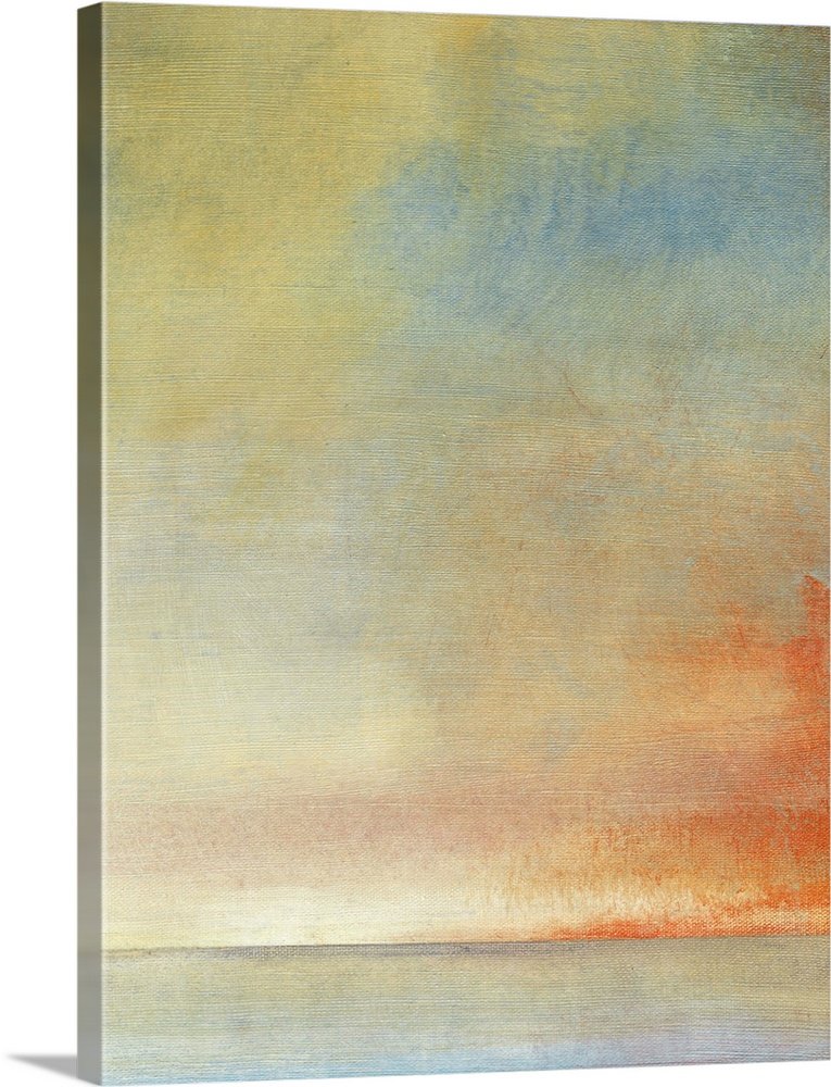Horizon's Breath: A Serene Abstract Landscape Canvas Painting