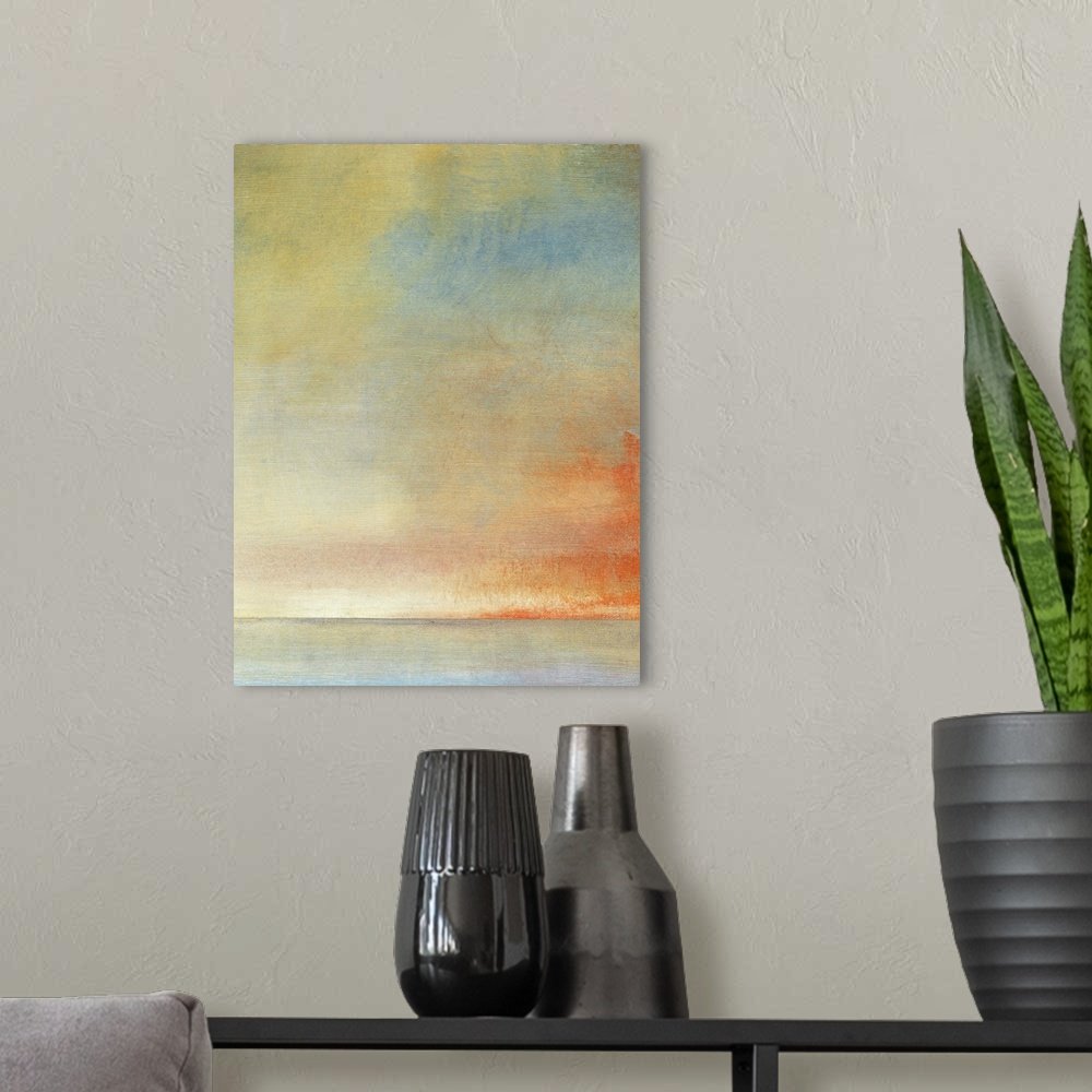 Horizon's Breath: A Serene Abstract Landscape Canvas Painting