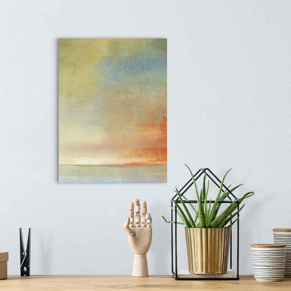 Horizon's Breath: A Serene Abstract Landscape Canvas Painting