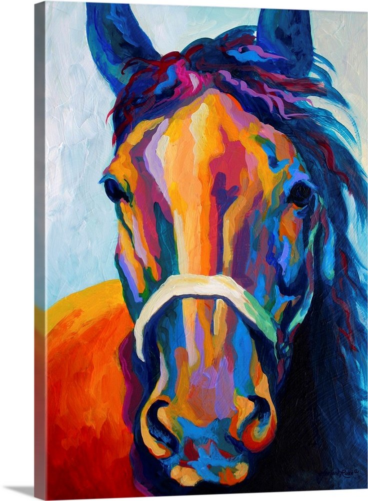 Chromatic Stallion: A Vibrant Pop Art Horse Canvas Painting for Bold Decor