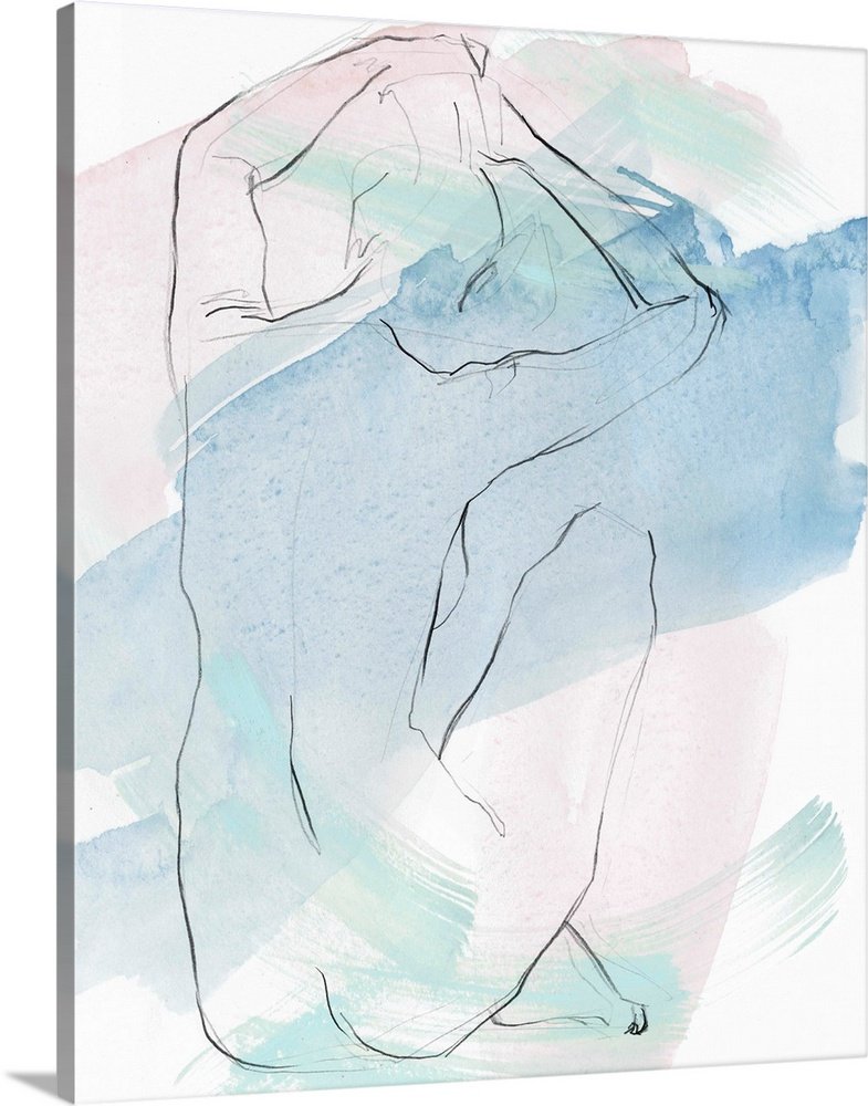 Pastel Embrace: A Romantic Abstract Portrait for Bedroom Wall Art