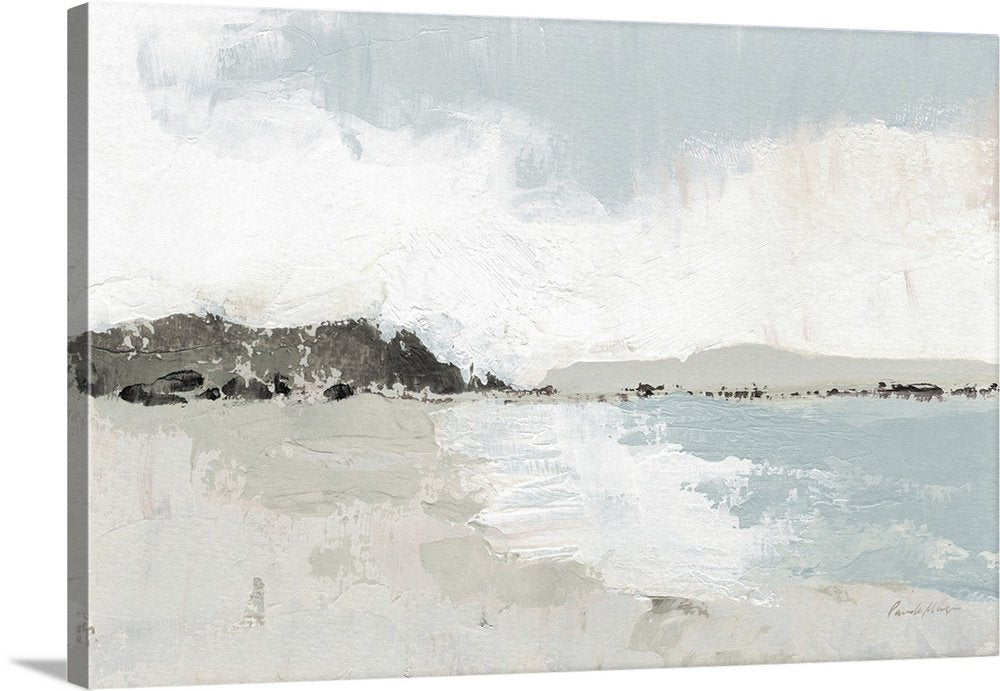 Quiet Horizon: A Zen Coastal Abstract Bathroom Wall Art Painting